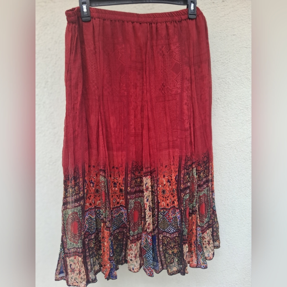 Anu XL 100% Rayon Floral Maxi Skirt